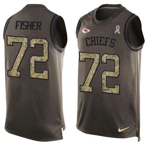 Nike Chiefs #72 Eric Fisher Green Men's Stitched NFL Limited Salute To Service Tank Top Jersey - Click Image to Close